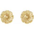 14K Yellow Gold Leaf Earring Mounting for Pearl