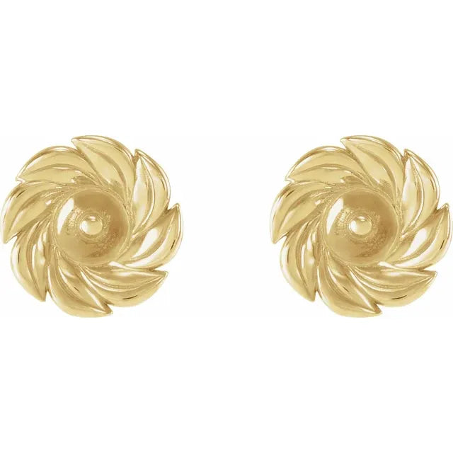 14K Yellow Gold Leaf Earring Mounting for Pearl