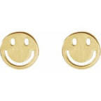 14K Yellow Gold Smiley Face Earrings