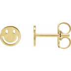 14K Yellow Gold Smiley Face Earrings