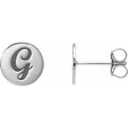 14K White Gold 8 mm Engravable Disc Earrings