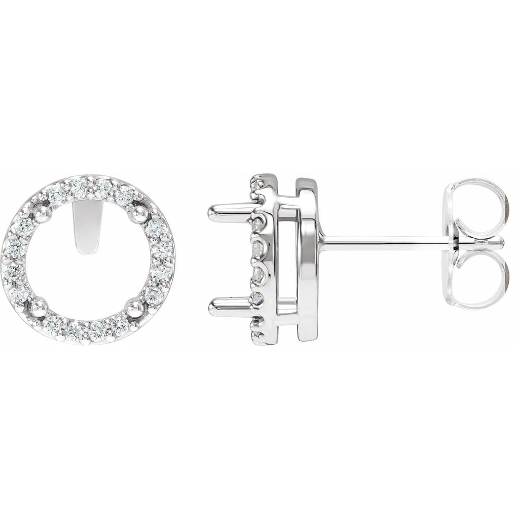 14K White Gold 1/8 CTW Natural Diamond Semi-Set Halo-Style Stud Earrings