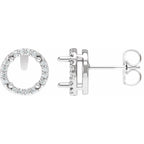 14K White Gold 1/8 CTW Natural Diamond Semi-Set Halo-Style Stud Earrings