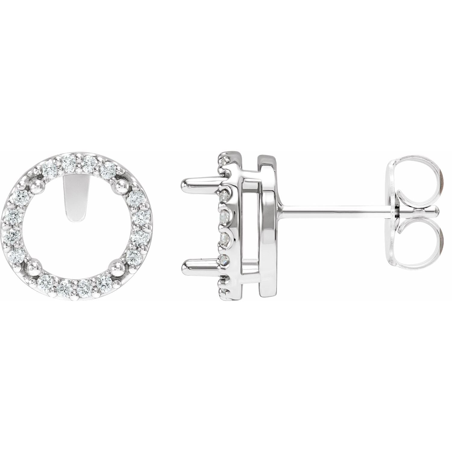 14K White Gold 1/8 CTW Natural Diamond Semi-Set Halo-Style Stud Earrings