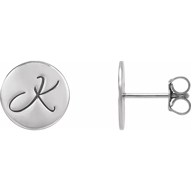 14K White Gold 10 mm Engravable Disc Earring