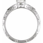 14K White Gold Oval .02 CTW Natural Diamond Semi-Set Engagement Ring