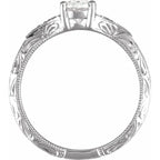 14K White Gold 8x6 mm Oval .02 CTW Natural Diamond Semi-Set Engagement Ring