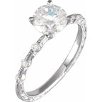 14K White Gold 8x6 mm Oval 1/6 CTW Natural Diamond Semi-Set Engagement Ring