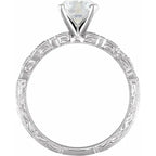 14K White Gold 6.5 mm Round 1/6 CTW Natural Diamond Semi-Set Engagement Ring