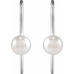 14K White Gold Wire Earring Mounting for Pearl