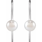 14K White Gold Cultured White Akoya Pearl Wire Earrings