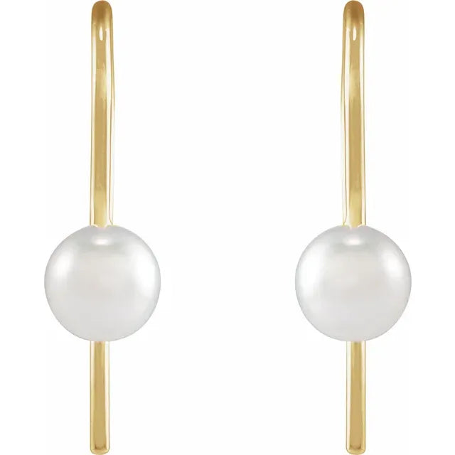 14K Yellow Gold Wire Earring Mounting for Pearl
