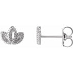 14K White Gold Petite Leaf Earrings