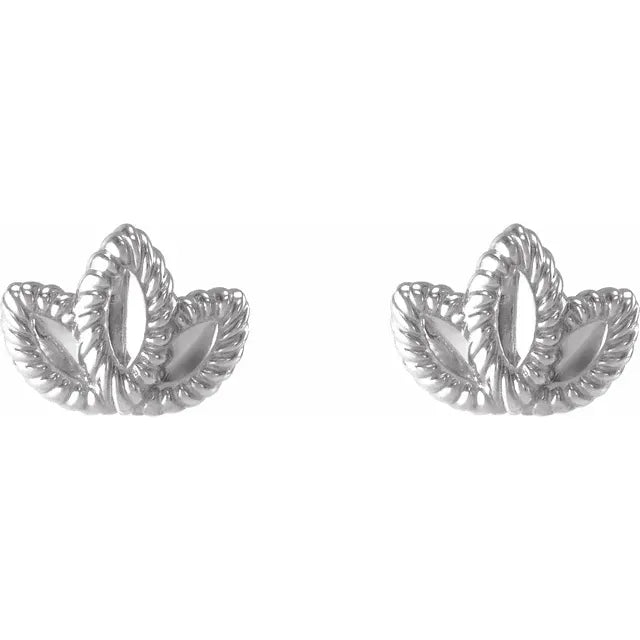 14K White Gold Petite Leaf Earrings