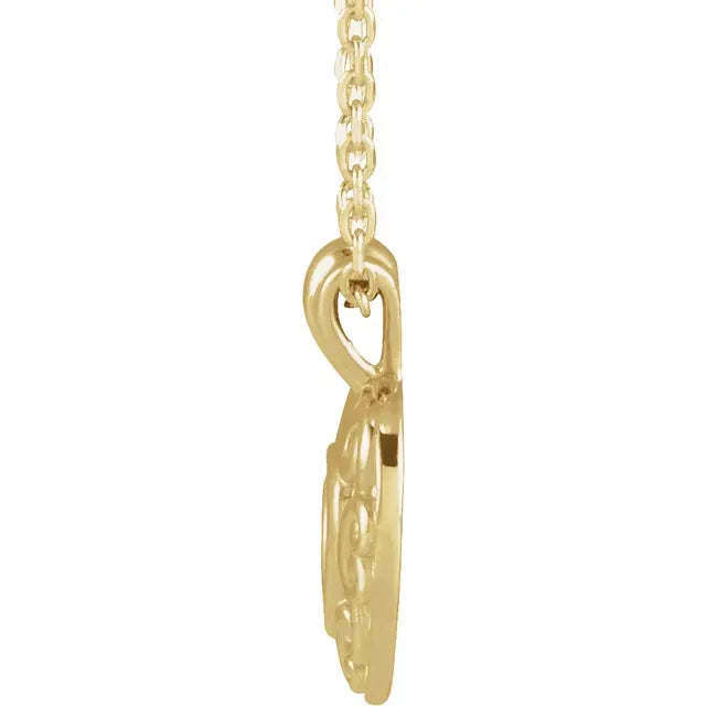 14K Yellow Gold Pierced Heart 16-18" Necklace