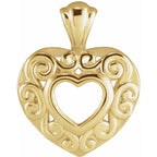 14K Yellow Gold mm Heart Pendant