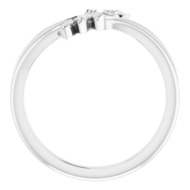 14K White Gold Leaf Bypass Ring
