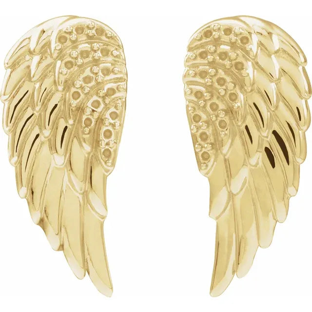 14K Yellow Gold Accented Right Angel Wing Earring