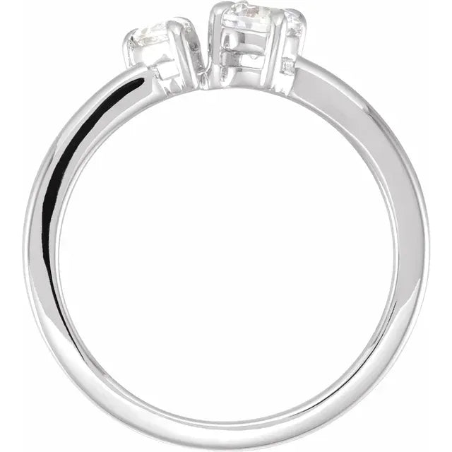 14K White Gold 5/8 CTW Lab-Grown Diamond Two-Stone Ring