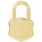 14K Yellow Gold 15.3x10.1 mm Engravable Lock Pendant