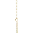 14K Yellow Gold Natural Multi-Gemstone Rainbow Bar 18" Necklace