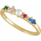 14K Yellow Gold Cultured Freshwater Pearl & Natural Multi-Gemstone Ring