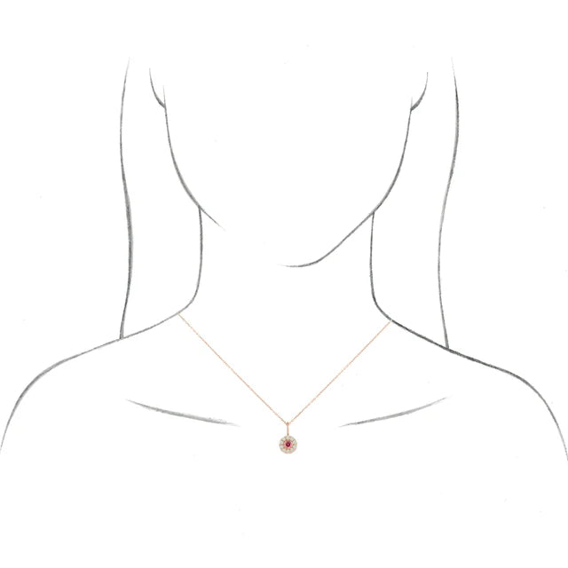 14K Yellow Gold Natural Mozambique Garnet & Natural Turquoise Halo-Style Charm/Pendant
