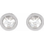 14K White Gold .06 CTW Rose-Cut Natural Diamond Threaded Post Earrings