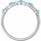 14K White Gold Natural Turquoise & 1/8 CTW Natural Diamond Ring