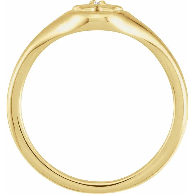 14K Yellow Gold .015 CT Natural Diamond Floral Ring