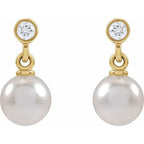14K White Gold Accented Earring Mounting for Pearl