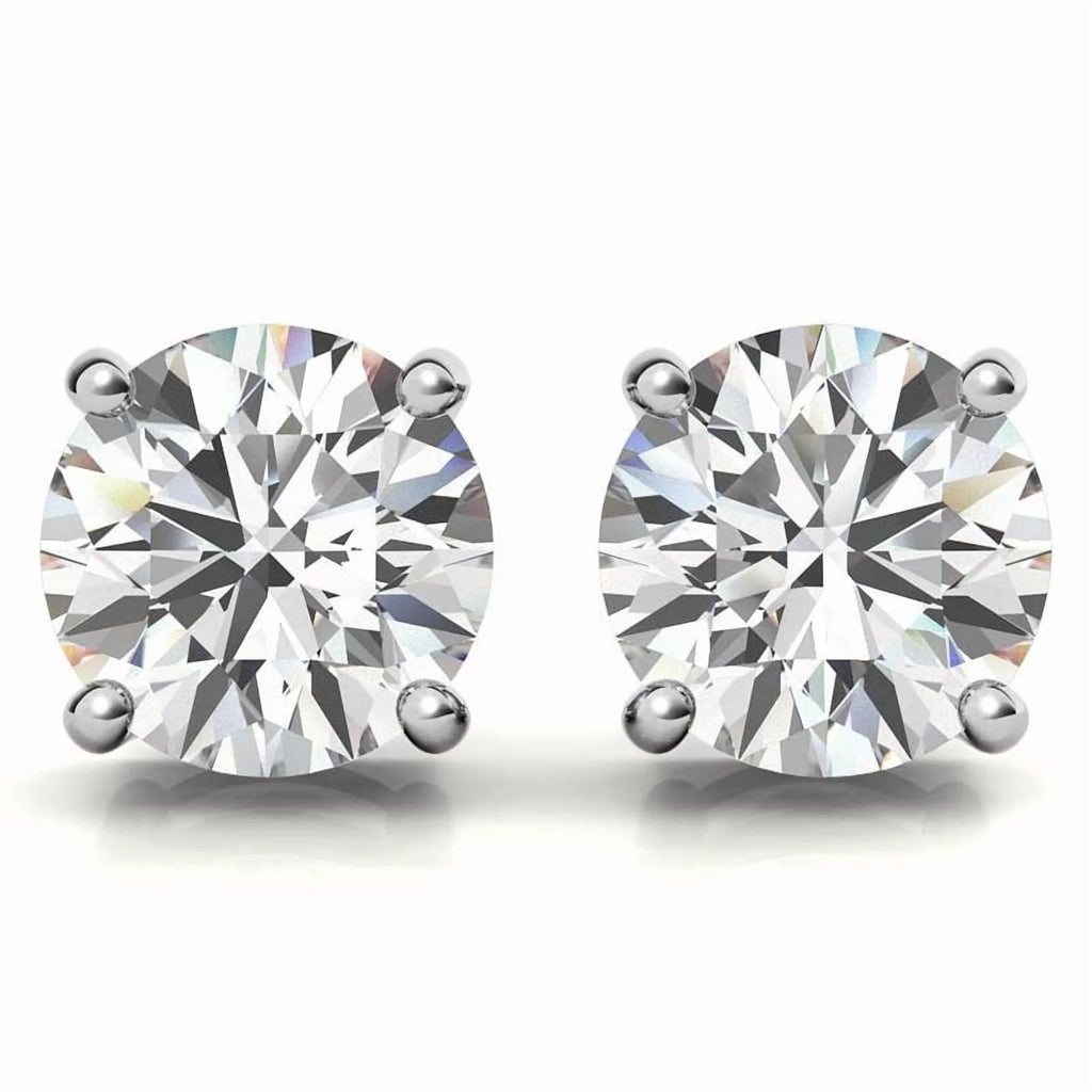 14k White Gold 1/2 Ct Solitaire Created White Diamond Stud Earrings (K-L, I2-I3) Plated by DiamondX