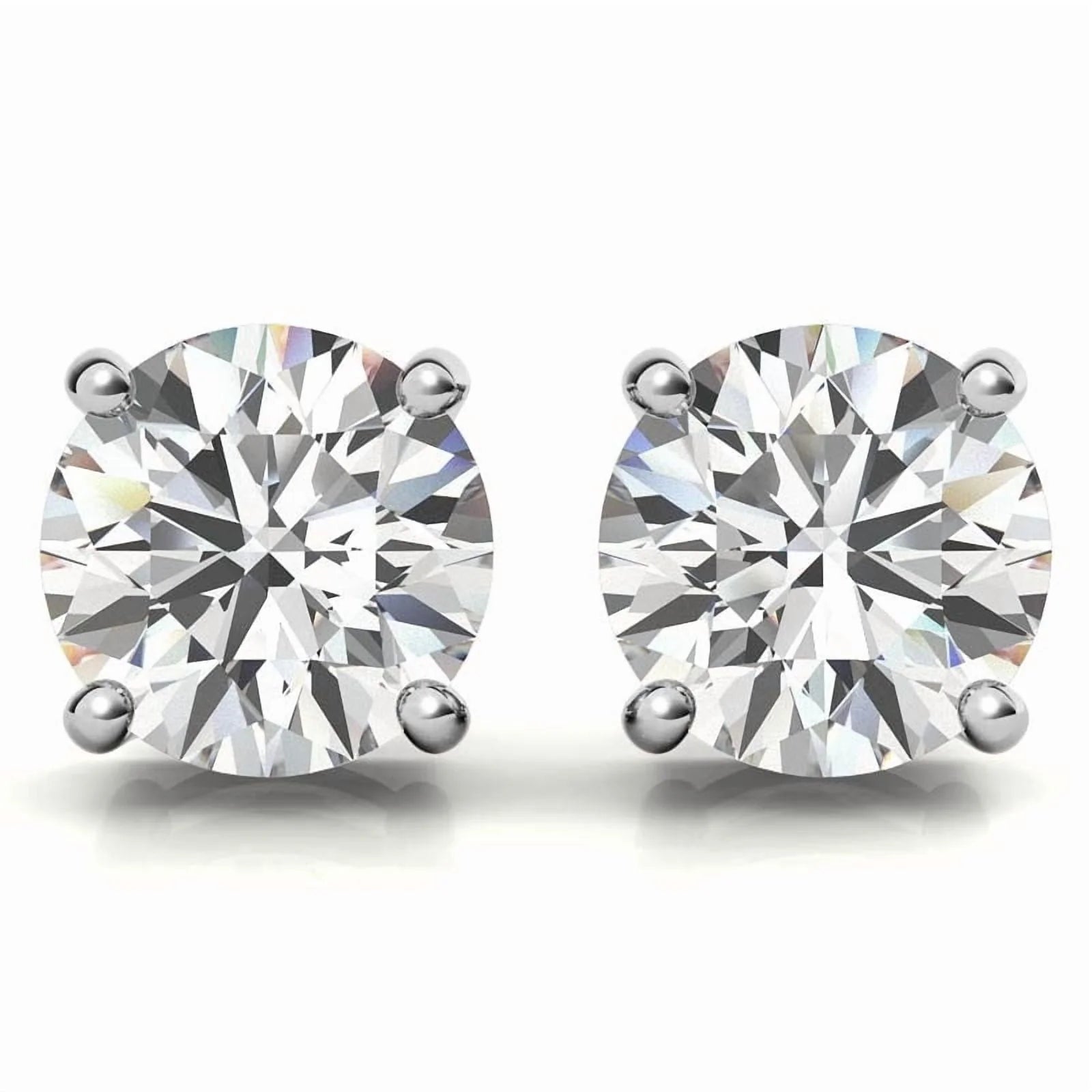 14k White Gold 1/2 Ct Solitaire Created White Diamond Stud Earrings (K-L, I2-I3) Plated by DiamondX