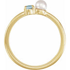 14K Yellow Gold Natural Morganite & Cultured White Akoya Pearl Ring