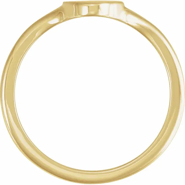 14K Yellow Gold Oval Brushed Top Signet Ring