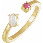 14K Yellow Gold Natural Turquoise Cabochon & Natural Citrine Negative Space Ring