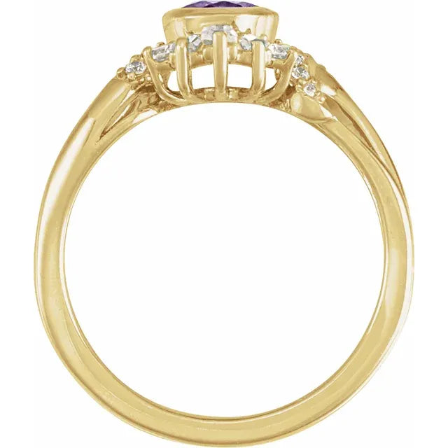 14K Yellow Gold Natural Topaz & 1/2 CTW Natural Diamond Celestial Ring