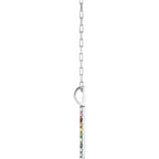 14K White Gold Natural Multi-Gemstone Rainbow Bar 18" Necklace