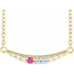 14K Yellow Gold Round 5-Stone Curved Bar Family 18" Necklace Mounting
