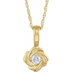 14K Yellow Gold 1/6 CT Natural Diamond Knot 18" Necklace