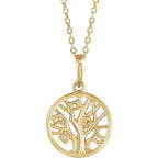 14K Yellow Gold Round 5-Stone Family Tree 16-18" Necklace Mounting