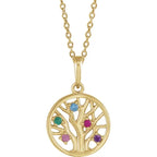 14K Yellow Gold Round 5-Stone Family Tree 16-18" Necklace Mounting