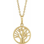14K Yellow Gold Round 2-Stone Family Tree 16-18" Necklace Mounting