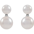14K White Gold Cultured White Akoya Pearl Earrings