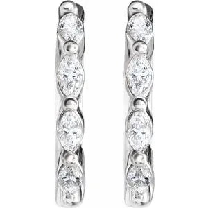 14K White Gold 1/6 CTW Natural Diamond Hoop Earrings