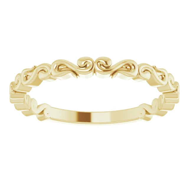 14K Yellow Gold Scroll Pattern Band