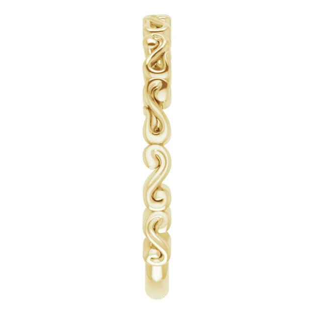 14K Yellow Gold Scroll Pattern Band