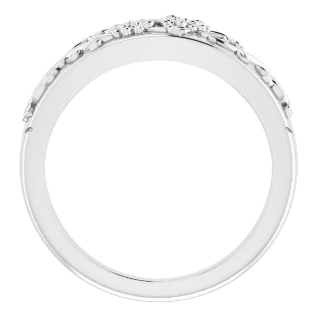 14K White Gold Floral Ring