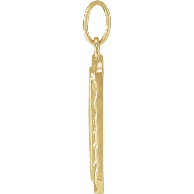 14K Yellow Gold Engravable Sunburst Pendant