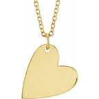 14K Yellow Gold Engravable Sideways Heart 16-18" Necklace
